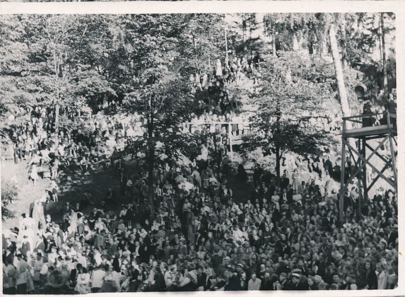 I üliõpilaslaulupidu Gaudeamus. Vaade Kassitoome nõlvale. Tartu, Toomeorg, 8.07.1956.