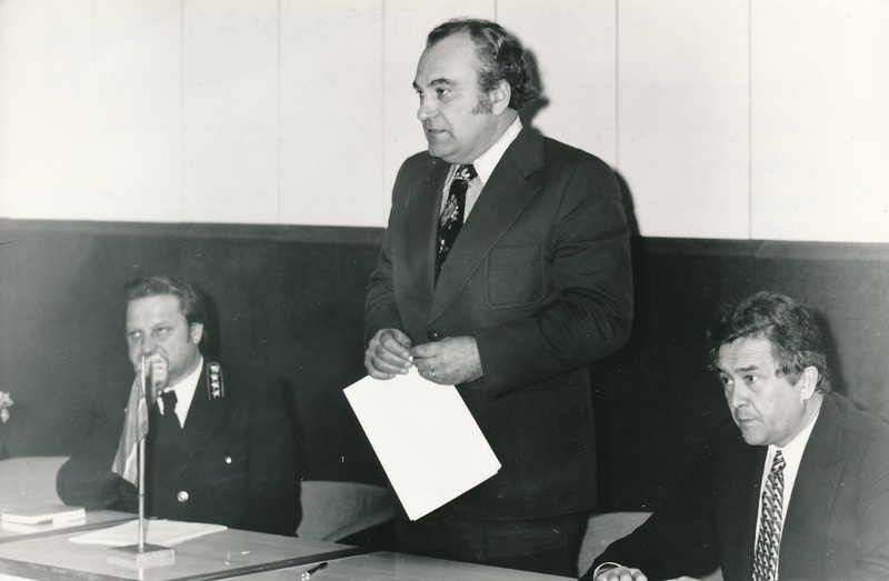 Metsandusalane nõupidamine. Vasakult Kalju Rebassoo, Leonhard Polli, Malev Margus. Tartu, 1978.