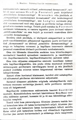 Fotokoopia, Ernst Raudam "Nahakapillaaride resistentsusest närvisüsteemi perifeersete haiguste korral" (1938; lk 101).  duplicate photo