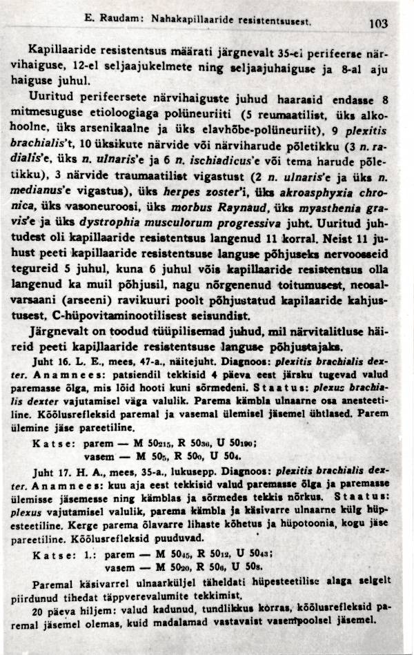 Fotokoopia, Ernst Raudam "Nahakapillaaride resistentsusest närvisüsteemi perifeersete haiguste korral" (1938; lk 103).