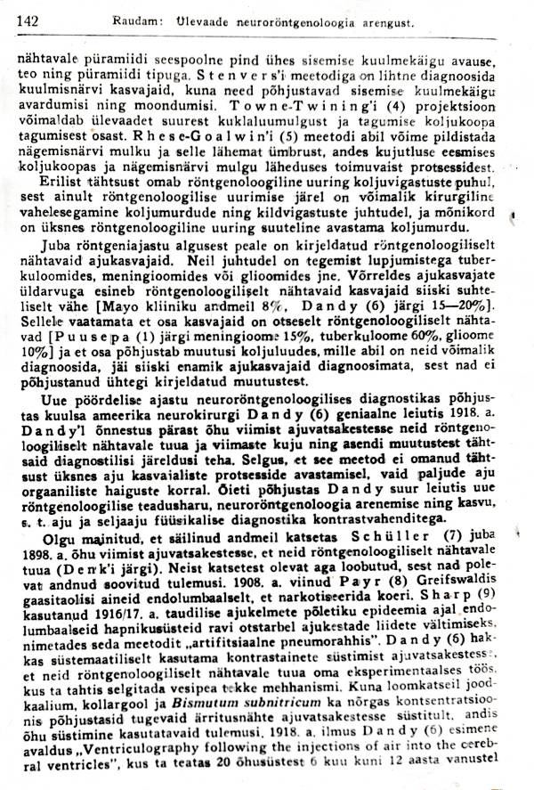 Fotokoopia.  Ernst Raudam "Ülevaade neuroröntgenoloogia arengust, eriti Tartu Närvikliinikust", lk 142. 1960-1970