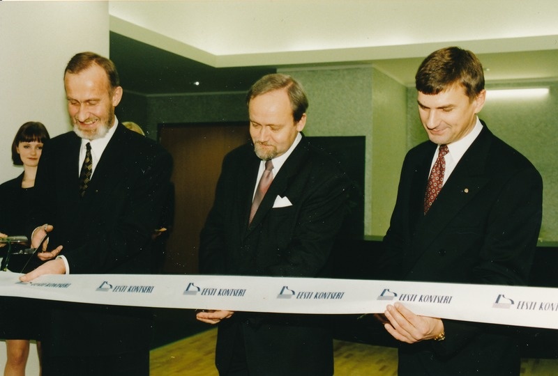 Renoveeritud Vanemuise Kontserdimaja avamine. Paremalt linnapea Andrus Ansip, kultuuriminister Jaak Allik. Tartu, 1998.
