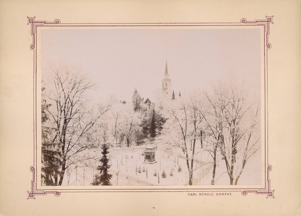 Toomeorg. Rahvaste monument, taga Maarja kiriku torn. Tartu, 1870-1884.