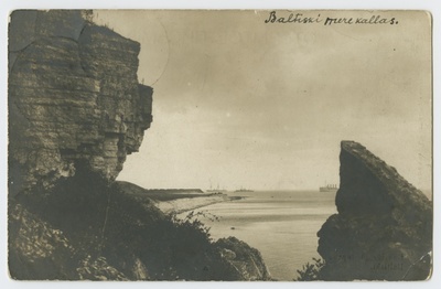 View from the Pakri peninsula to the Bay of Paldiski, in the sea three ships  duplicate photo