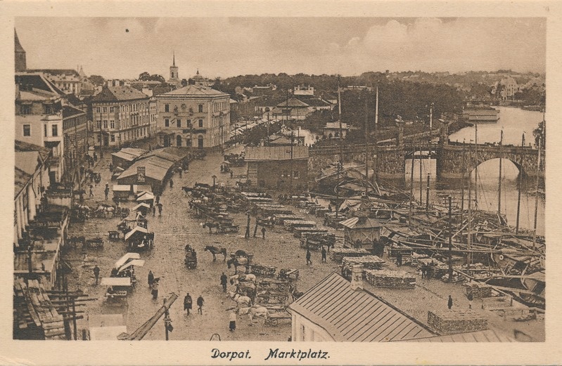 Turg (puuturg) Emajõe paremkaldal. Tartu, 1917.