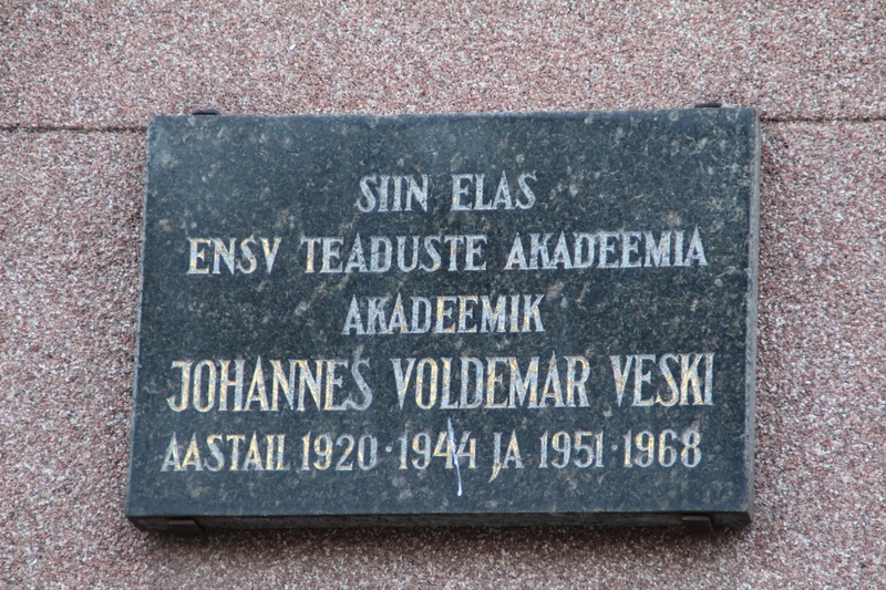 Mälestustahvel (Vabriku 5): Johannes Voldemar Veski. Tartu, 2019.