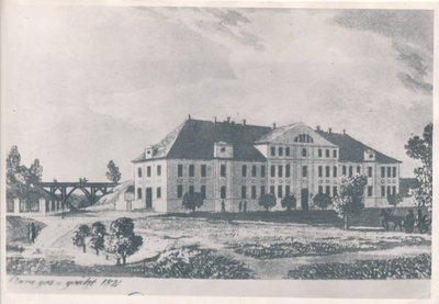 Fotokoopia: akvatinta "Suur kliinik" (kunstnik August Philipp Klara). Vasakul Kuradisild. Tartu, Toomemägi, 1821.  duplicate photo