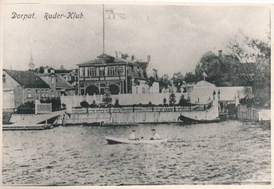 Tartu linnavaade. Aerutajate klubi Emajõel. 19. sajand.  duplicate photo