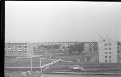 Construction of apartment buildings in Mustamäe 5th micro district. View Mustamäe Road and e. Vilde Road around the crossroads.  similar photo