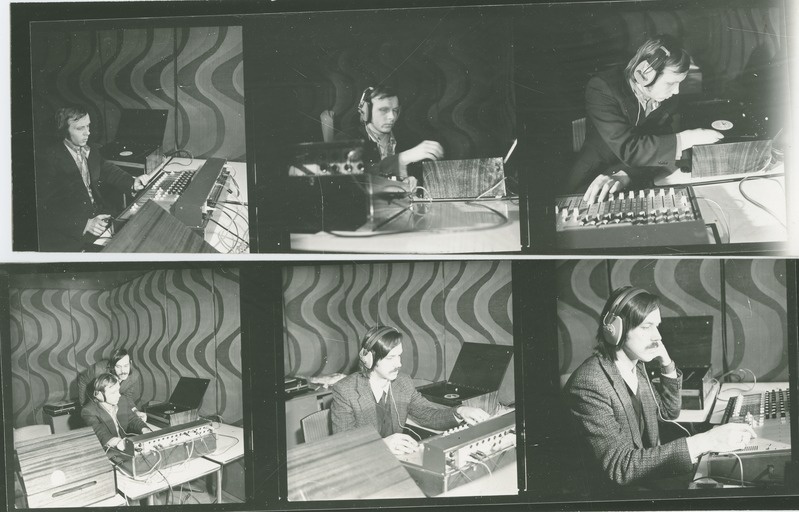 TÕT-i töötajad L. Polt ja J. Lakson võimendusega tegelemas, 28.veebr. 1977.a.