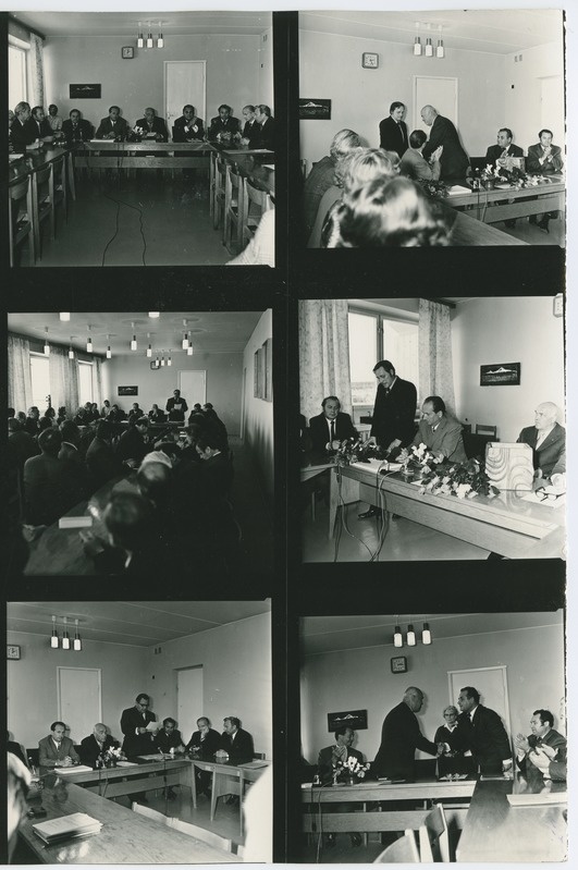 Prof. Agu Aarna  pidulik pensionile saatmine nõukogu saalis, sept. 1976.a.