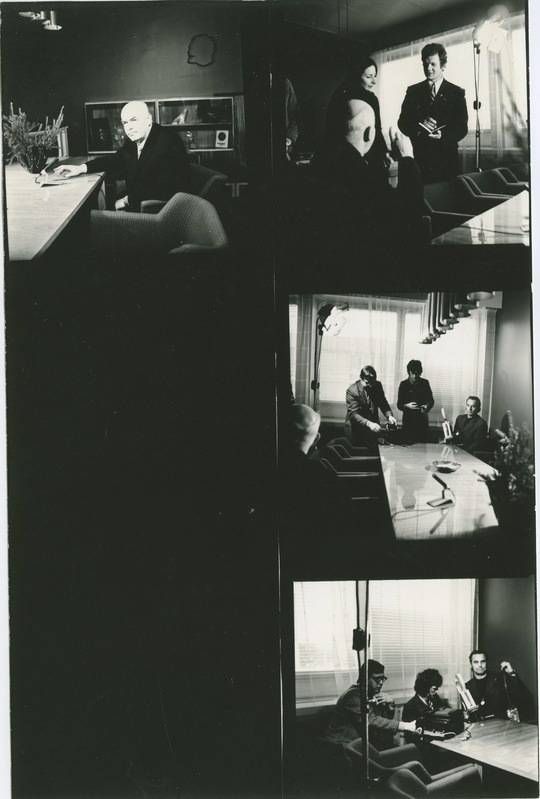 Olavi Pihlamägi tegemas "Noortestuudio" jaoks reportaaži rektor Agu Aarnaga tema kabinetis, 4.veebr. 1976.a.