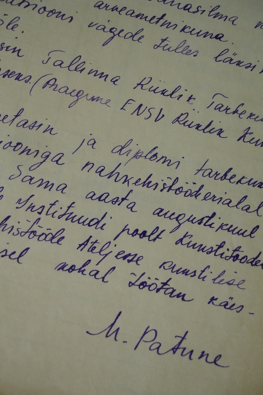 Nahakunstnik Minni Patuse kiri