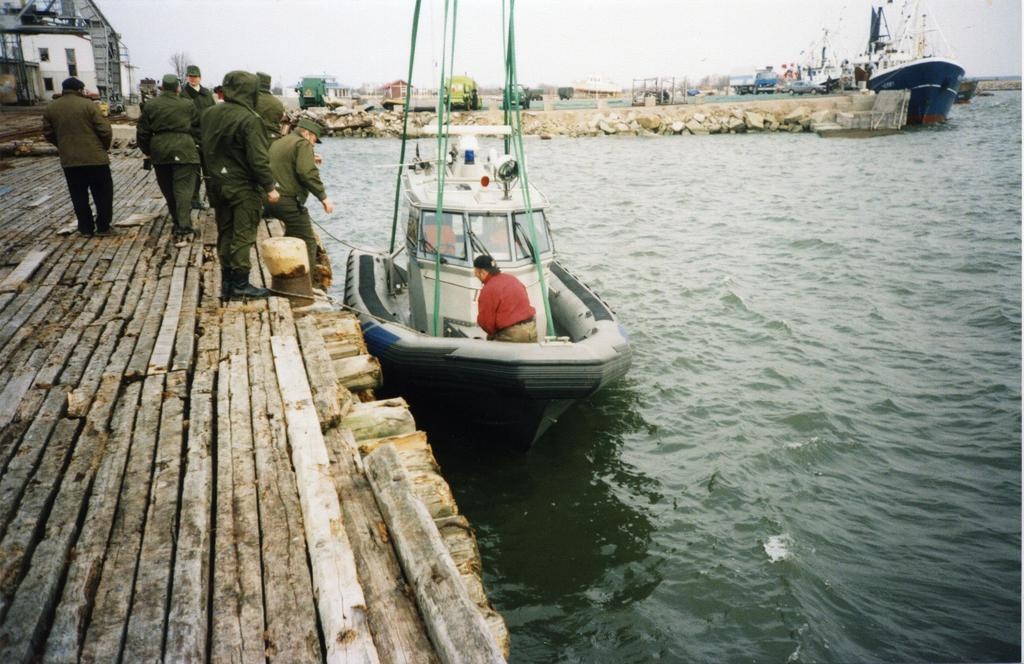 Border guard Ruhnu cordon boat MP 37 at the port of Romassaare in 1999.