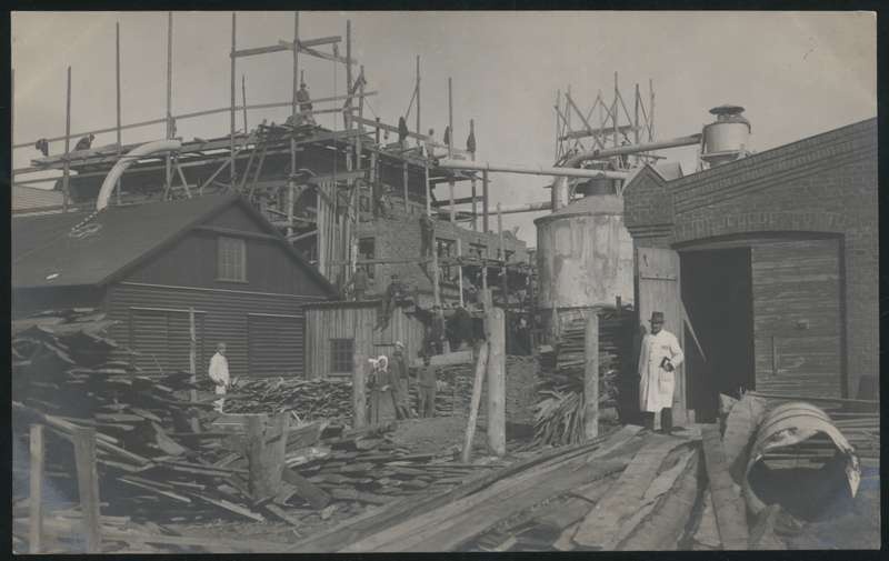 Postcard, Abja City factory, renovation after the fire in 1925