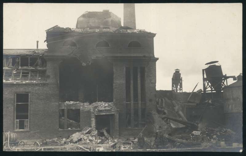 Postcard, Abja City Factory, after the fire