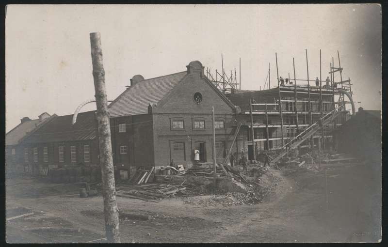 Postcard, Abja City factory, construction of the main building of the factory