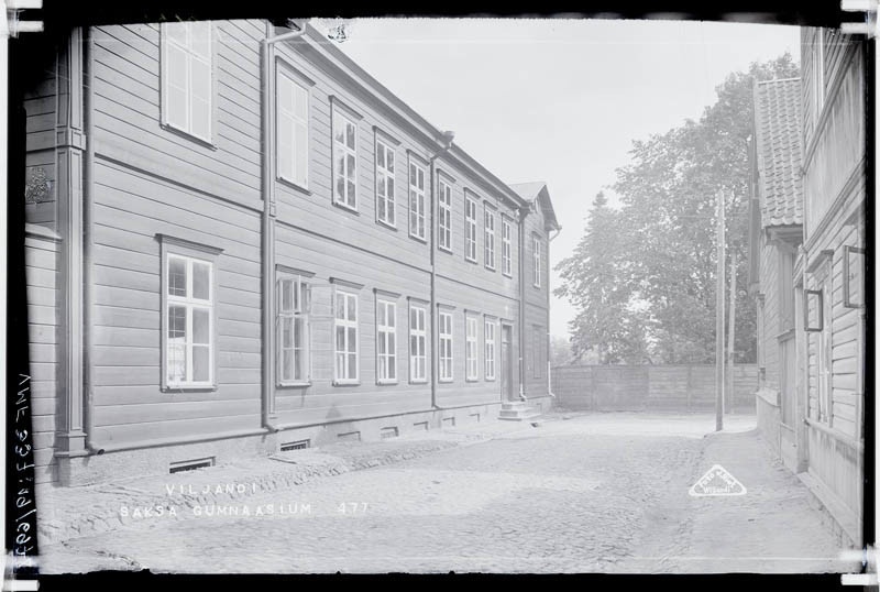 fotonegatiiv, Viljandi Väike tn 12 Saksa gümnaasium u 1930 foto J.Riet
