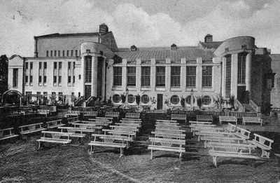 Theatre Vanemuine and summer yard tensions in front of it. Tartu, ca 1920.  duplicate photo