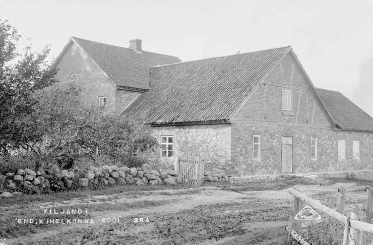 fotonegatiiv, Viljandi, endine kihelkonna kool (Kirikumõisas, hiljem töökoda) u 1925 foto J.Riet