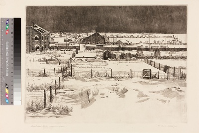 Kaljo, Richard. The suburb. Restored to the port district of Tartu. 1947. Ofort. Pl 25,5x35,2; Lm 41,5x47,7  duplicate photo