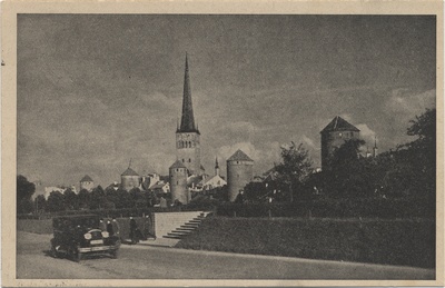 Reval : the place of the towers and the Olaikirche = Tallinn : Tower Square and Oleviste Church  duplicate photo