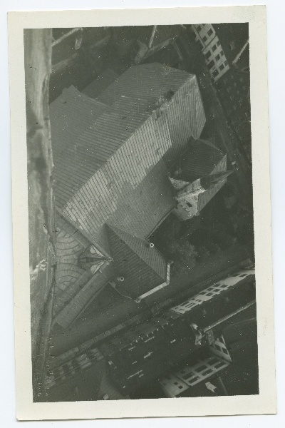 Tallinn, Oleviste Church, view from the tower to the roof.