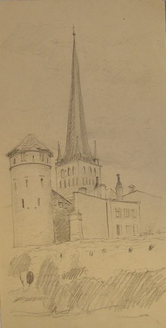 Ernö Koch. View of Stolting and Oleviste towers in Tallinn.