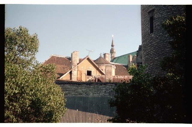 View of the Tallinn City Wall towards the Oleviste Church