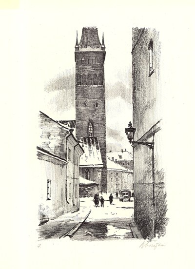 Oleviste Church by Laia Street (page from map "Vana Tallinn")