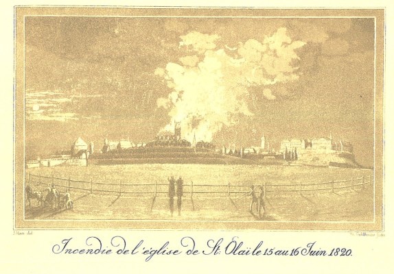Burning the church of Olevis on 15/16. June 1820.