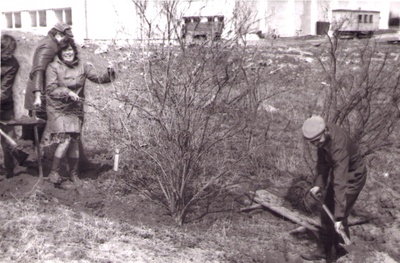Iisaku Keskkooli dendropargi rajamine. Õpetajad Tiina Sabalotni, Rein Aidma ja õpilased  similar photo
