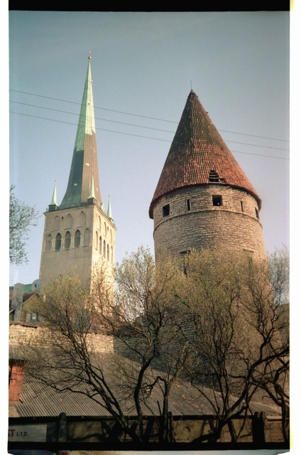 The Tower of Oleviste Church and Stolting Tower at the Tallinn City Wall