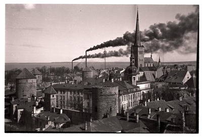 Tallinn, view from Toompea to the Old Town, behind Oleviste Church.  duplicate photo