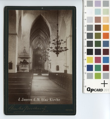 Inner view of the church of Oleviste - towards the altar.  duplicate photo