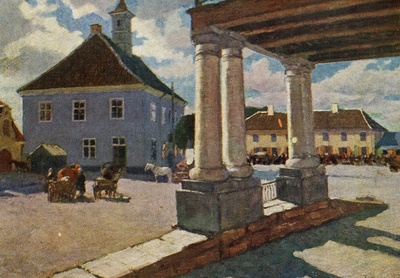 Kunstipostkaart: Kuressaare raekoda  duplicate photo