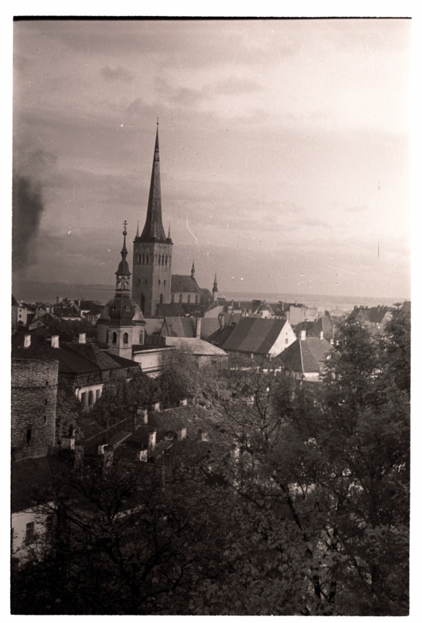 Tallinn, view from Toompea to the Old Town, behind Oleviste Church.