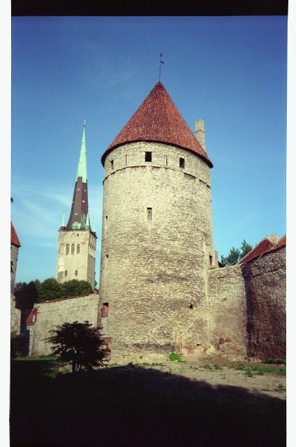 Tallinn Olviste Church Tower and Köismäe Tower at the Tallinn City Wall