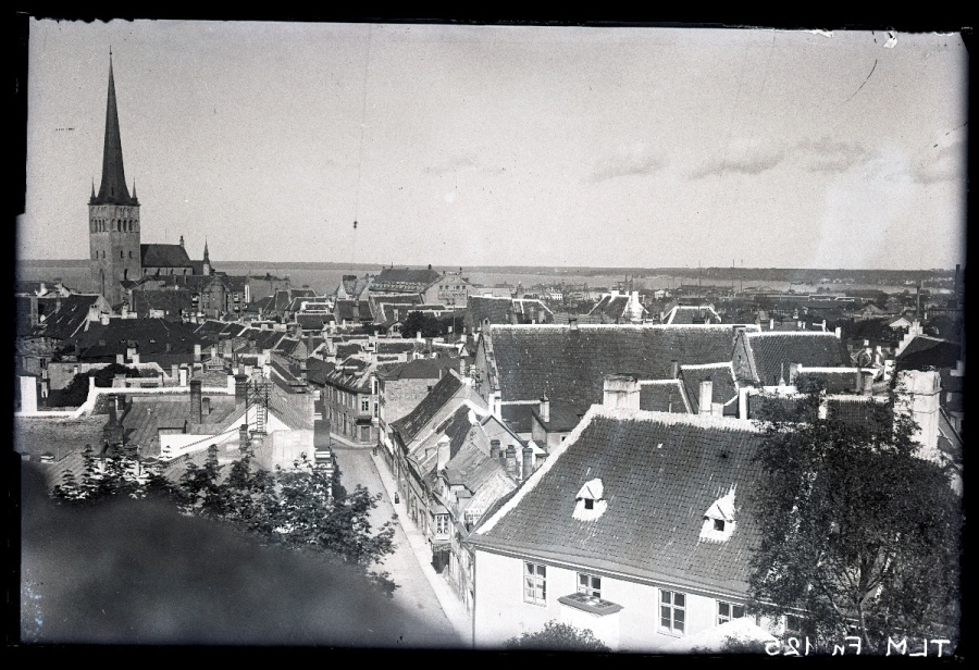 Tallinn, view of the Old Town from Toompea, on the left Oleviste Church.