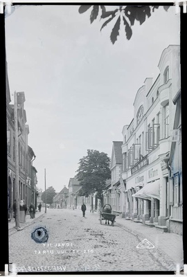 fotonegatiiv, Viljandi, Tartu tn (maja nr 9 juurest Tallinna tn poole) u 1914 foto J.Riet  duplicate photo