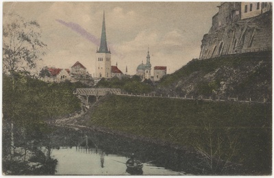 Postcard Tallinn Oleviste Church  duplicate photo