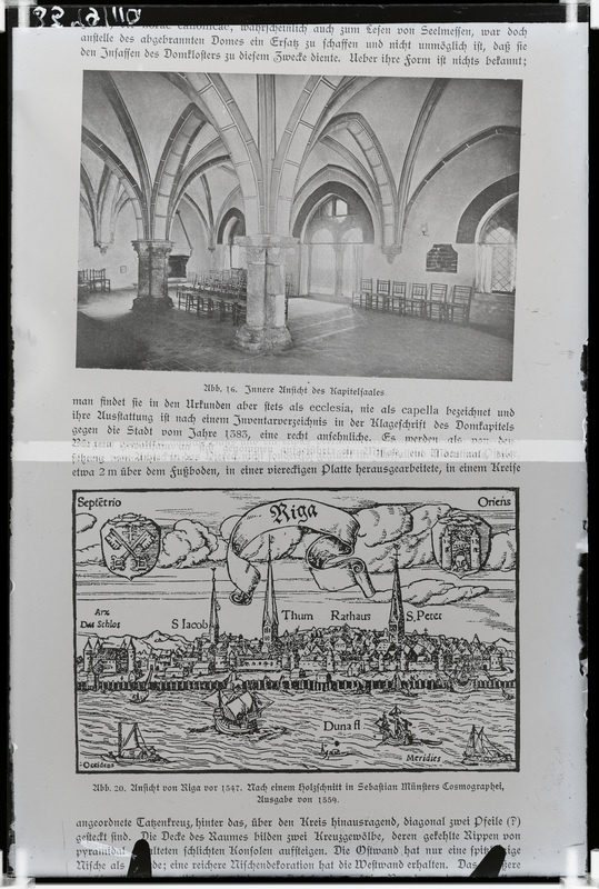 Reorofoto trükisest. A: Riia Toomkiriku sisevaade
B: Graafiline leht Riia 1995. a.-l.