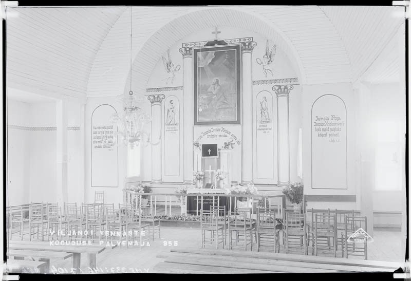 fotonegatiiv, Viljandi, vennastekoguduse palvemaja sisevaade