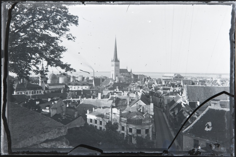 View from Toompea to the northeast of the city. First the beginning of Lai tn, behind the church of Oleviste and the Gulf of Tallinn.