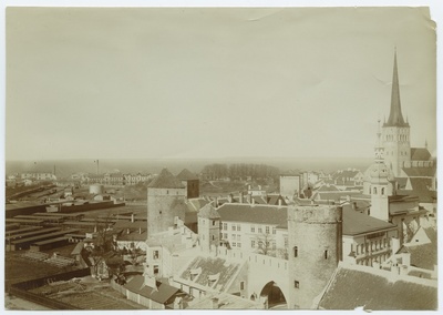 Tallinn, view from Toompea towards the northeast, right part of the Old Town with the church of Oleviste.  duplicate photo