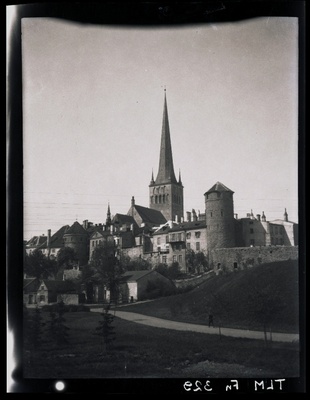 Tallinn, view of the small Coast Gate district east, in the middle of the Oleviste Church.  duplicate photo