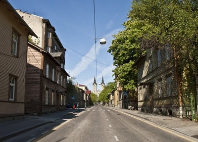 Kassisaba, Luise Street, view before the Koidu Street cross towards the Church of Karl.  similar photo
