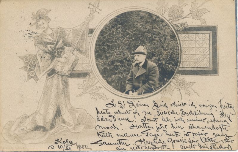 Foto. Postkaart sõnumiga. 1902. O. Siluti kogu. Albumis.