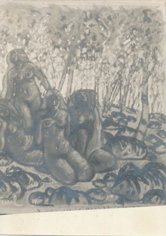 Foto. Ants Laikmaa õpilase V. Tuule maal "Suplejad", 1914, fotopostkaart.
