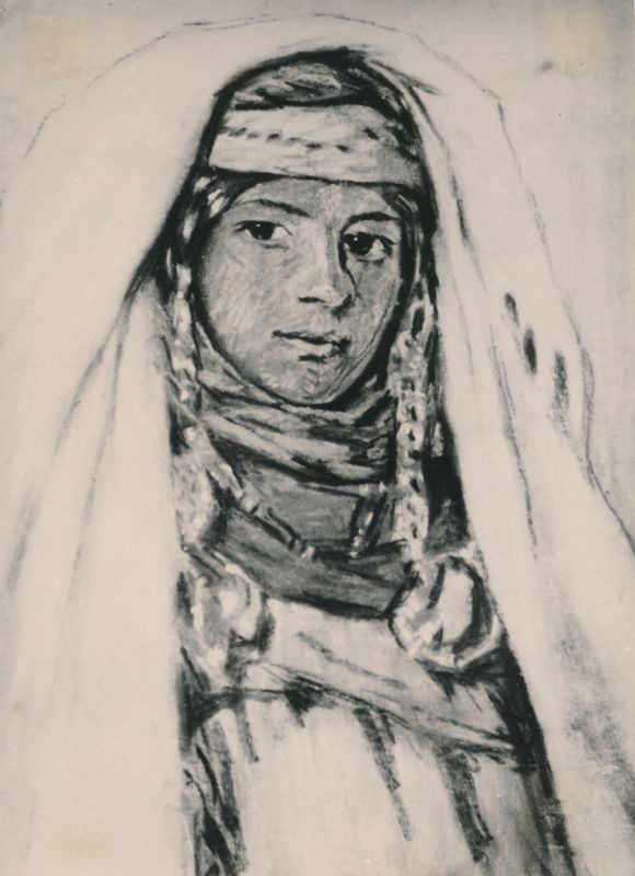 Fotokoopia. Ants Laikmaa maal "Beduiini naine", pastell. 1912. koopia.